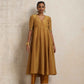 trueBrowns Gold Tissue Flared Anarkali Kurta Set | Swadesiicart