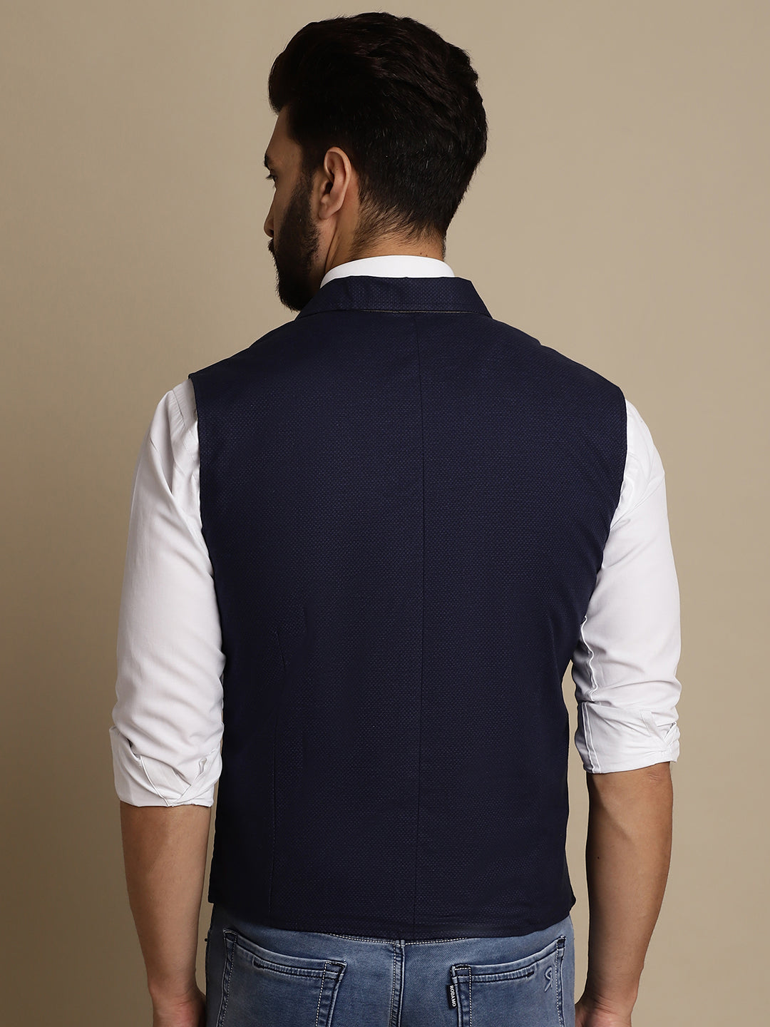 Even Apparels Men's Blue Waistcoat with Notched Lapel | Swadesiicart