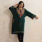 trueBrowns Green Kashmiri Embroidered Woollen Phiran Kurta | Swadesiicart