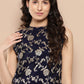 InWeave Women's Navy Blue Brocade Halter Top - Swadesiicart