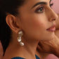 trueBrowns Brass Marble Stone Earrings - Swadesiicart