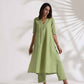 trueBrowns Green Slub Kurta Set | Swadesiicart