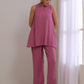 trueBrowns Onion Pink Dobby Sleeveless Short Co-Ord Set - Swadesiicart