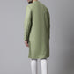 Even Apparels Green Pure Cotton Kurta With Band Collar | Swadesiicart