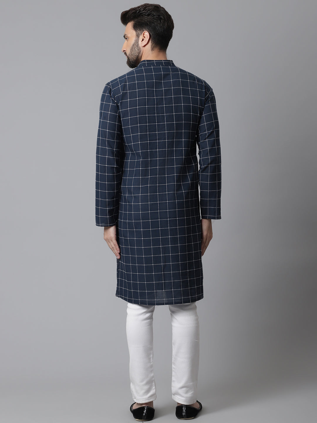 Even Apparels Blue Solid Kurta With Band Collar | Swadesiicart
