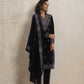 trueBrowns Purple Velvet Embroidered Kurta Pant Dupatta Set | Swadesiicart