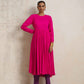 trueBrowns Pink Crinkle Anarkali Kurta Pant Dupatta Set | Swadesiicart