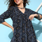 InWeave Women's Black Ethnic Motif Short Dress - Swadesiicart
