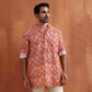 trueBrowns Men's Beige Printed Short Kurta | Swadesiicart