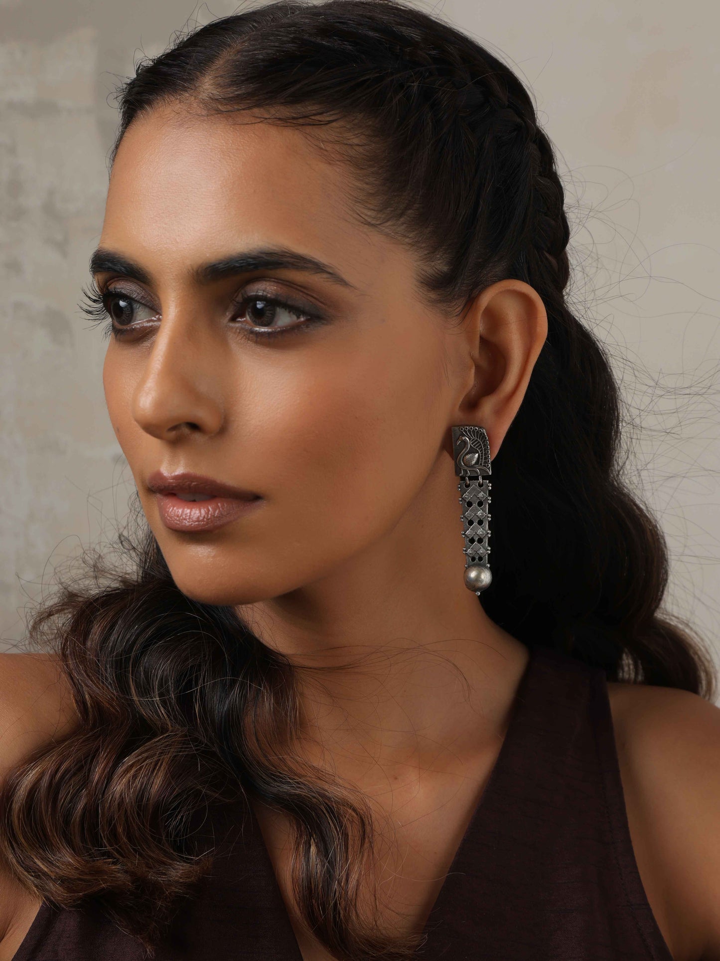 trueBrowns Silver Tone Flamingo Dangle Earrings | Swadesiicart