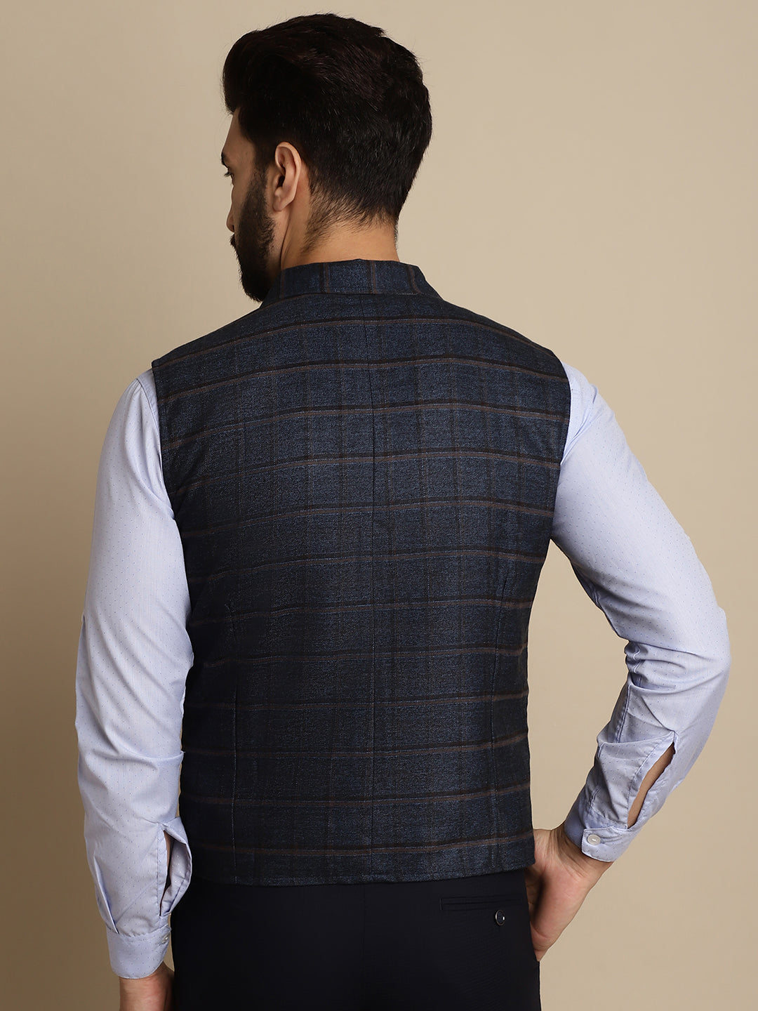 Even Apparels Men's Blue Waistcoat with Notched Lapel | Swadesiicart