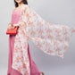 InWeave Women's Light Pink Strappy Set W Cream Orange Print Ge Dupatta - Swadesiicart