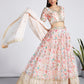 House of Panchhi Cream Colour Organza Floral Design Digital Print Lehenga Choli & Dupatta | Swadesiicart