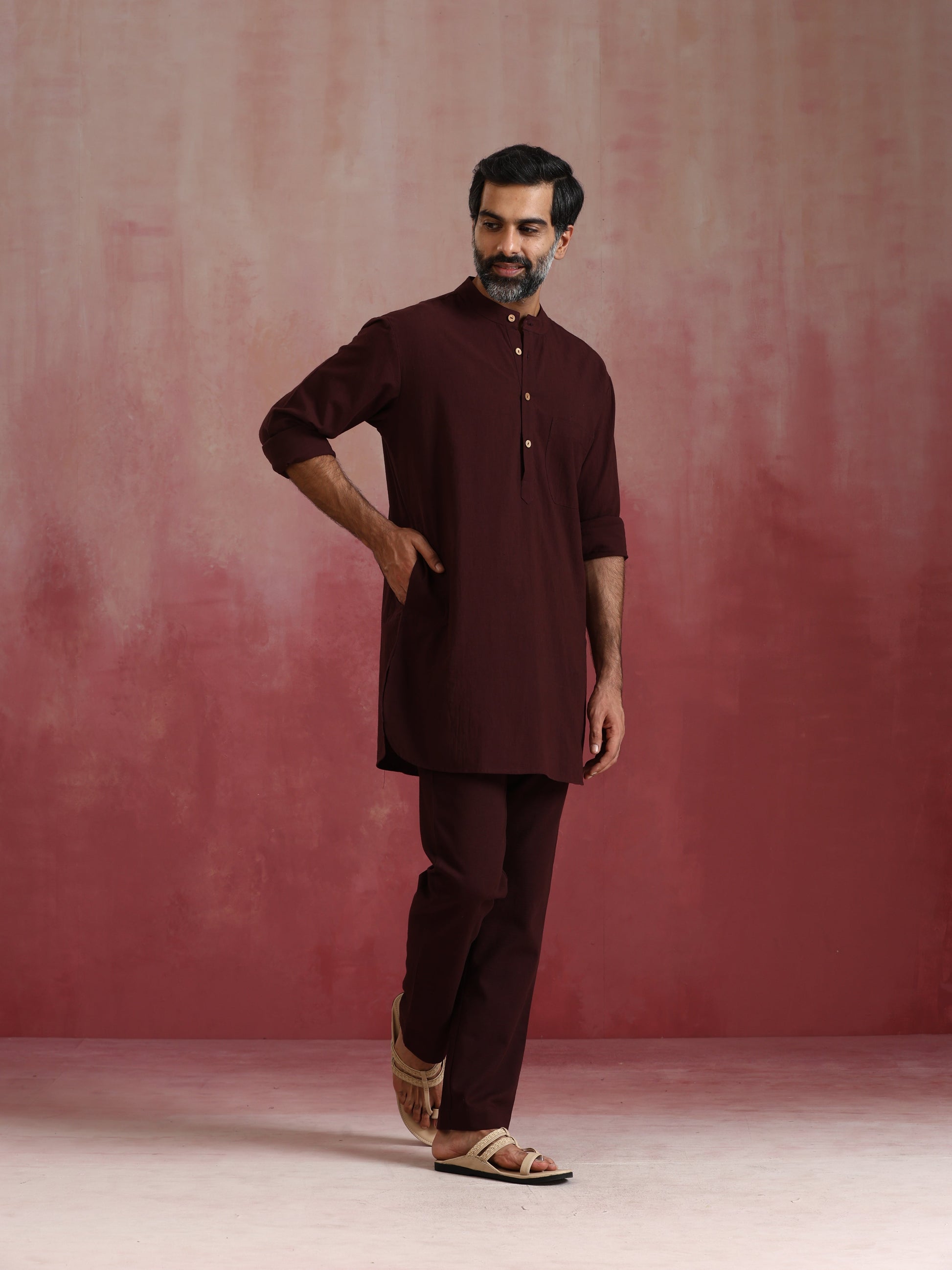 trueBrowns Men's Cola Cotton Mandarin Collar Kurta Co-ord set - Swadesiicart