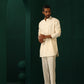 trueBrowns Men's Ivory Tonal Cotton Co-ord Set - Swadesiicart