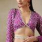 trueBrowns Purple Bandhani Printed Silk Full Sleeve Blouse | Swadesiicart