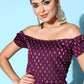 InWeave Women's Wine Brocade Dress - Swadesiicart