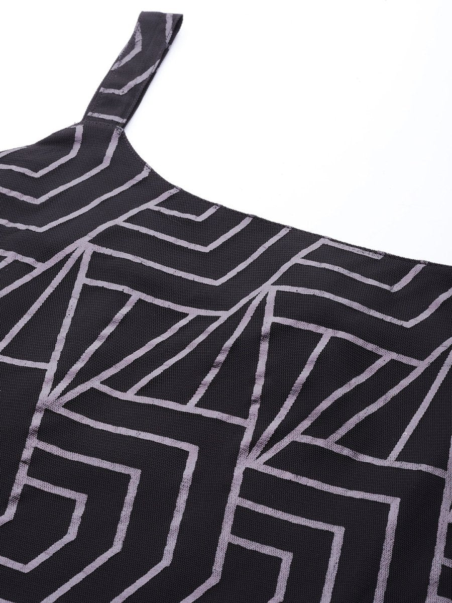Ahalyaa Square Neck Printed Embellished Crepe Tunic | Swadesiicart