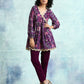 trueBrowns Wine Printed Velvet Lace Co-Ord Set - Swadesiicart