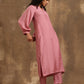 trueBrowns Light Mauve Bandhani Printed Silk Kurta Pant Set | Swadesiicart