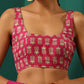 trueBrowns Pink Muslin Silk Leaf Printed Scoop Neck Sleeveless Blouse | Swadesiicart