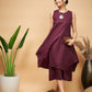 InWeave Women's Wine Solid Short Kurta Palazzo Set - Swadesiicart