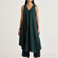 trueBrowns Dark Green Sleeveless Flared Kurta Pant Set | Swadesiicart