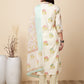 Antaran Cream Pure Cotton Floral Printed Kurta Pant And Dupatta Set - Swadesiicart