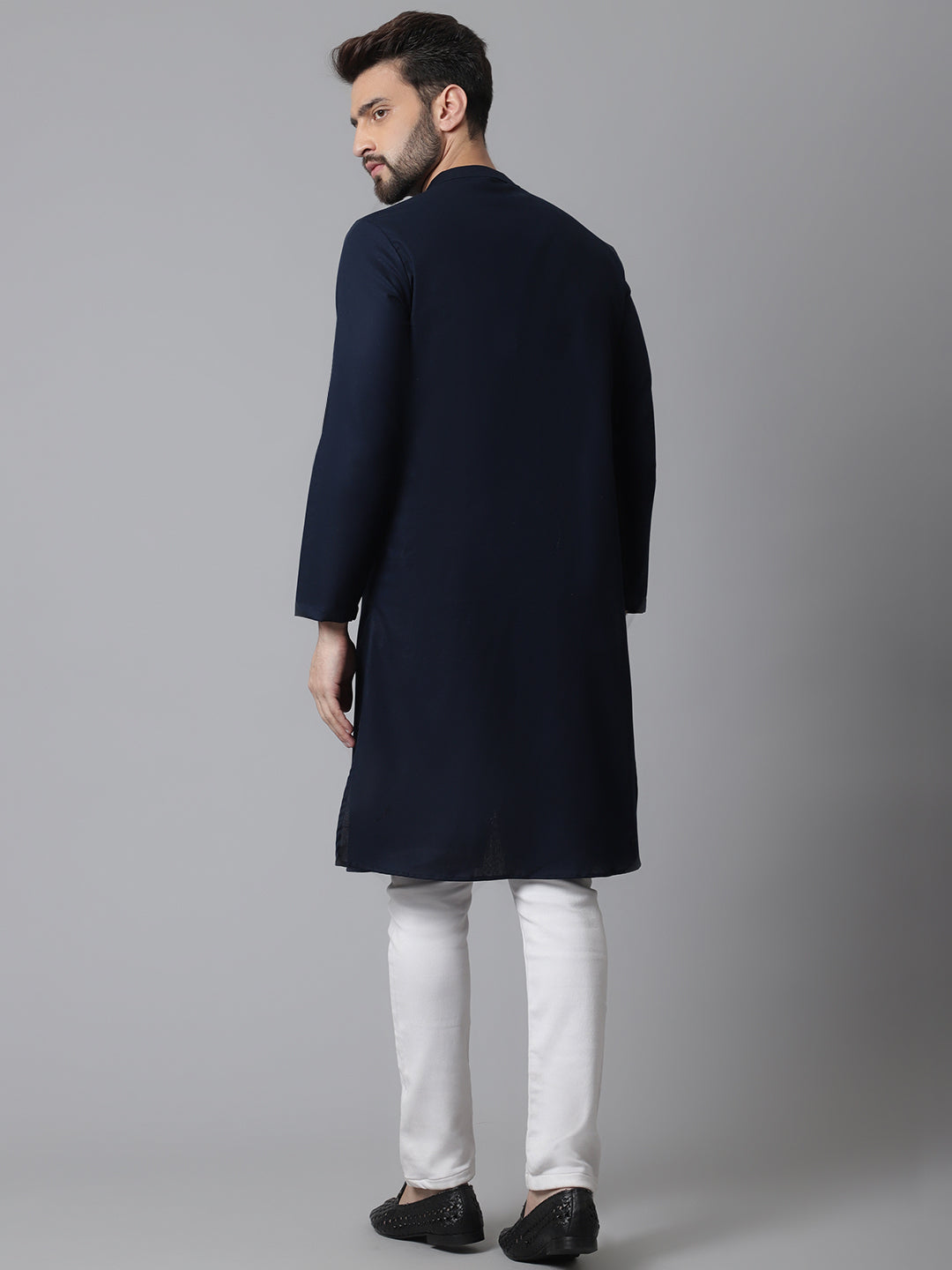 Indian Clothing Even Apparels Blue Sherwani Kurta With Asymetrical Cut | Swadesiicart