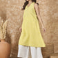 InWeave Light Yellow V Neck Aline Kurta Set - Swadesiicart