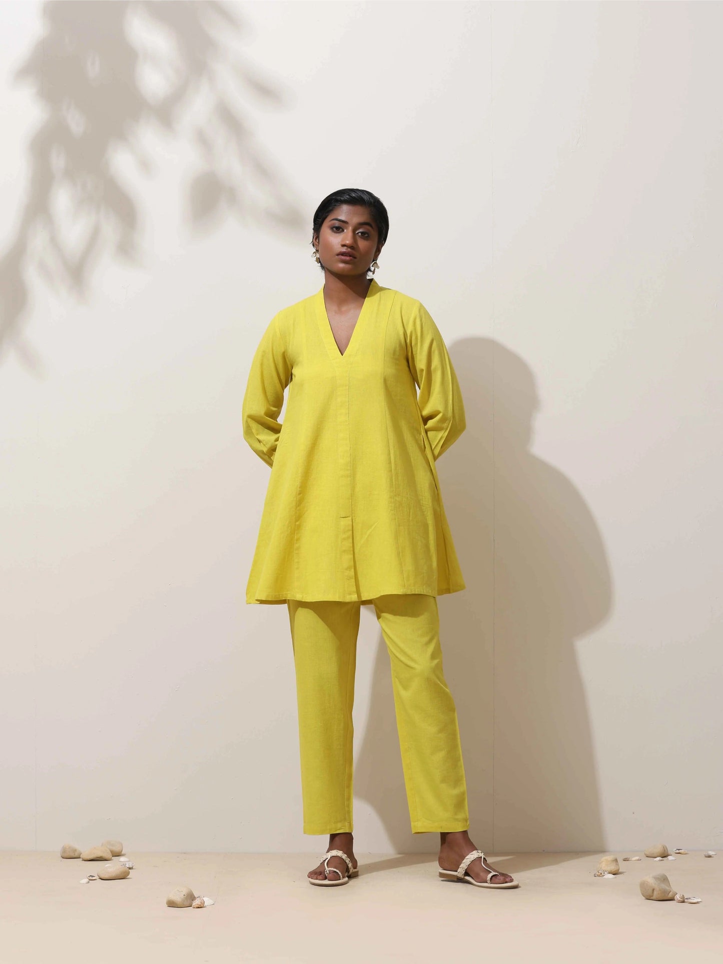 trueBrowns Lime Cotton Linen Co-Ord Set - Swadesiicart
