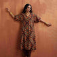 trueBrowns Brown Floral Print Kaftan Kurta Set | Swadesiicart