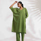 trueBrowns Green Cotton Placement Print Kurta Co-ord Set - Swadesiicart