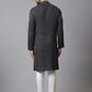 Even Apparels Black Pure Cotton Kurta With Band Collar | Swadesiicart