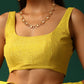 trueBrowns Lime Cotton Gold Lurex Scoop Neck Sleeveless Blouse | Swadesiicart