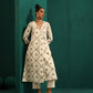 trueBrowns Ivory Rhombus Cotton Angrakha Kurta Pant Set | Swadesiicart