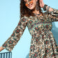 InWeave Women's Off White Green Paisley Print Tiered Dress - Swadesiicart