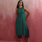 trueBrowns Green Modal High slit Kurta Set | Swadesiicart