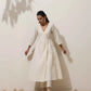 trueBrowns Off White Cotton Linen Angrakha Kurta Pant Set | Swadesiicart