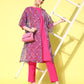 InWeave Women's Purple White Chint Long Organza Cape - Swadesiicart