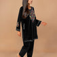 trueBrowns Black Velvet Embroidered Co-ord Set - Swadesiicart