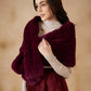 InWeave Women's Burgundy Long Faux Fur Cape - Swadesiicart