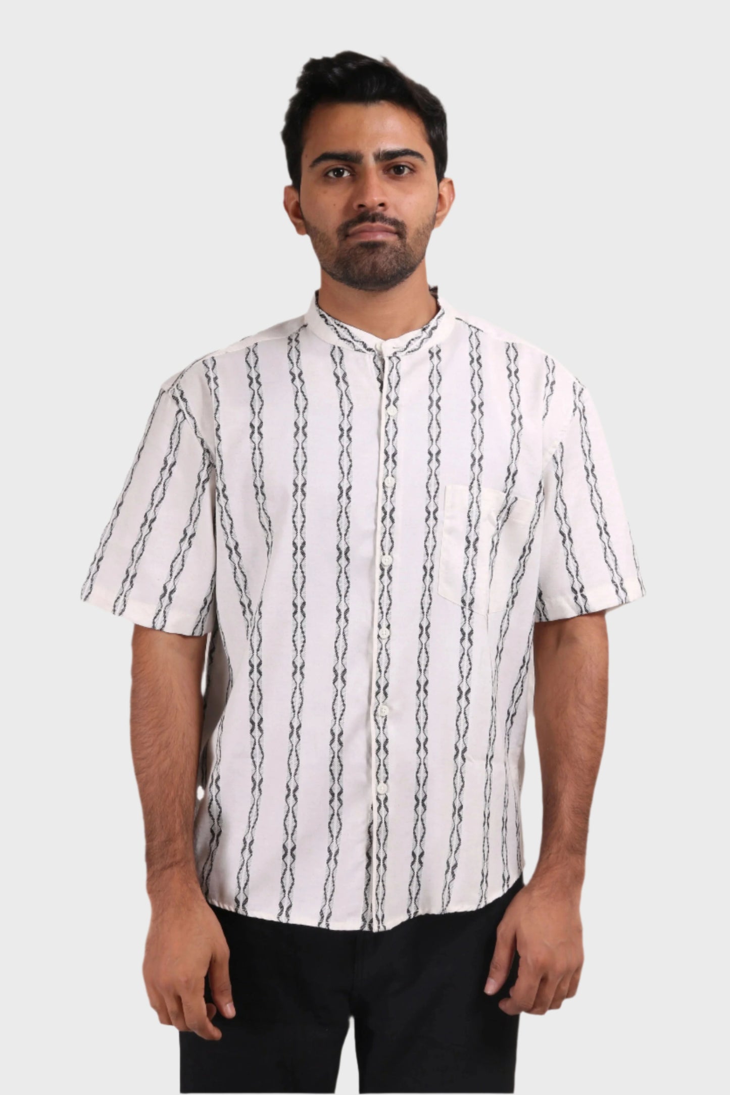 Xkind White Stripes Regular Fit Shirt | Swadesiicart