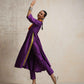 trueBrowns Purple Silk Anarkali Flared Kurta Set | Swadesiicart