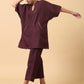trueBrowns Cotton Linen Purple Boxy Fit Co-Ord Set - Swadesiicart