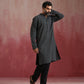 trueBrowns Men's Charcoal Grey Mandarin Collar Kurta | Swadesiicart