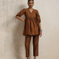 trueBrowns Brown Silk Angrakha Co-ord Set - Swadesiicart