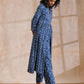 trueBrowns Indigo Dabu Floral Print Cotton Kurta Pant Set | Swadesiicart