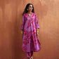 trueBrowns Purple Print Straight Kurta Set | Swadesiicart