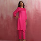trueBrowns Pink Modal Round Neck Kurta Co-ord Set - Swadesiicart